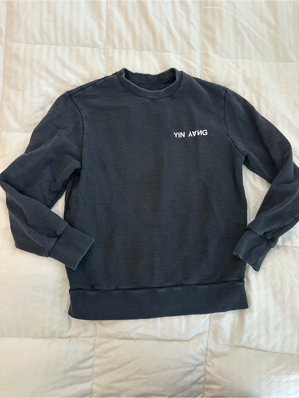rag & bone Black Crewneck Sweatshirt with Yin Yang Printed